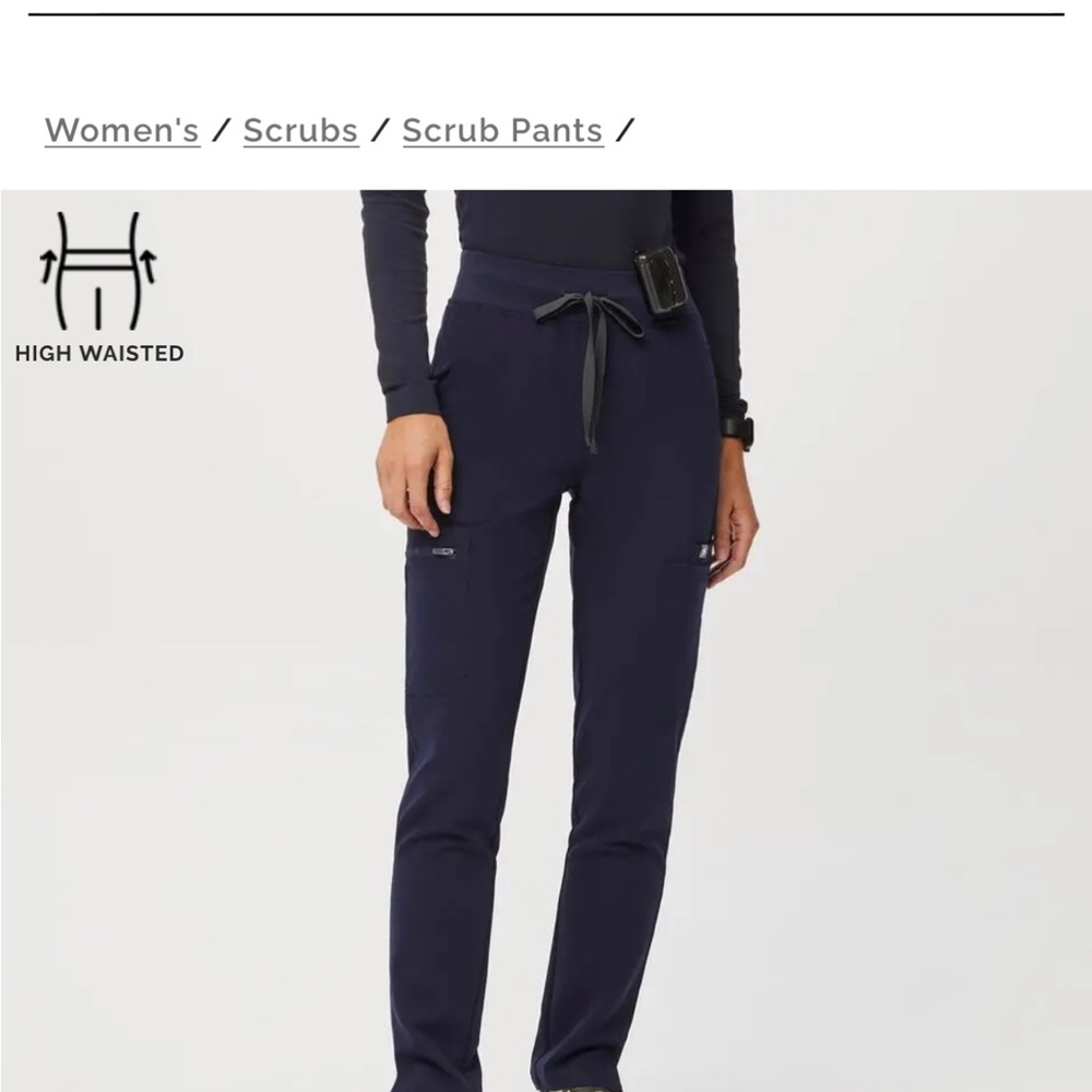 FIGS High-Waisted Navy Scrub Pants